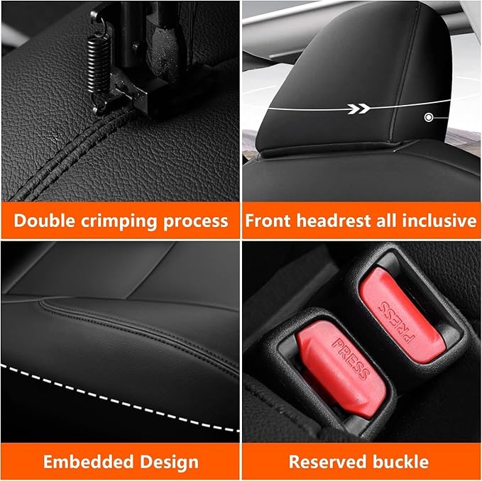 Custom Fit Seat Covers for Mazda CX-30 2020 2021 2022 2023 2024 2025 CX30 Car Seat Covers Full Set Black Faux Leather Compatible Airbag（New-CX30） - Image 6