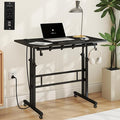 SIDUCAL Portable Standing Desk Adjustable Height, Rolling Computer Desk on Wheels, Mobile Home Office Workstation with USB Ports and Outlets, Laptop Cart for Standing or Sitting, 31.5" x 23.6" Black by SIDUCAL