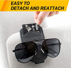 Sunglass Holder for Car Visor, Magnet Adsorbed Sunglasses Holder for Car Accessories Parts, Leather Car Sunglass Holder, Car Visor Sunglasses Clip for Glasses Cards (2PCS, Black) - Image 3