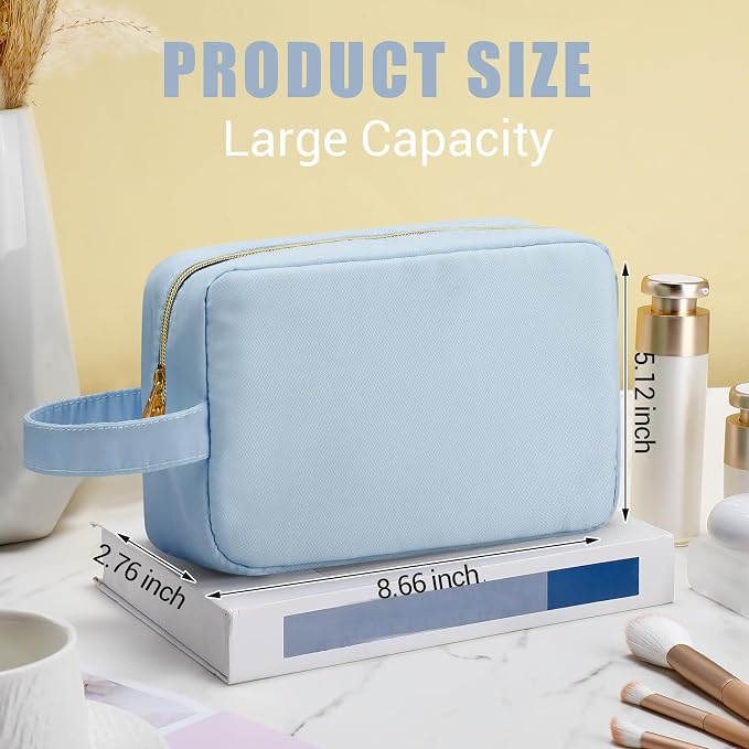 Kacctyen Insulated Makeup Bag for Car Women Cosmetics Bag Heat-resistant Travel Makeup Organizer Waterproof Skincare Case from Melting Freezing Winter Valentines Gift for Women(Medium,Portable,Blue) - Image 2