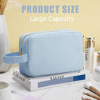 Kacctyen Insulated Makeup Bag for Car Women Cosmetics Bag Heat-resistant Travel Makeup Organizer Waterproof Skincare Case from Melting Freezing Winter Valentines Gift for Women(Medium,Portable,Blue) - Image 2
