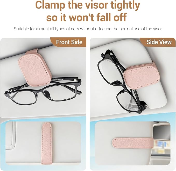 Sunglass Holder for Car Visor Clip, Teen Girl Car Essentials, Cute Pink Car Accessories for Women, Car Visor Magnetic Sunglasses Holder Clip (1, Pink) - Image 2