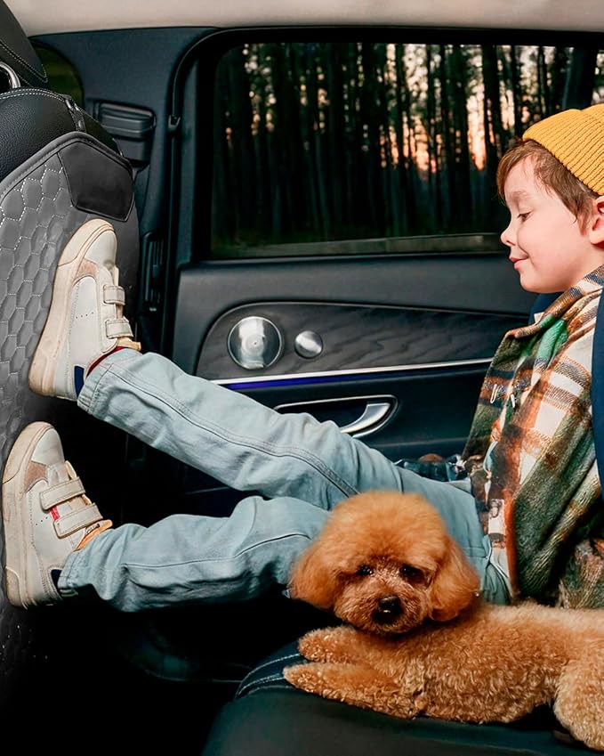 Set Seat Back Organizer & Car Seat Protector Hexy Waterproof & Non-Slip Protector for Child Car Cushion for Leather and Fabric Seats (Gray Set 2) - Image 8