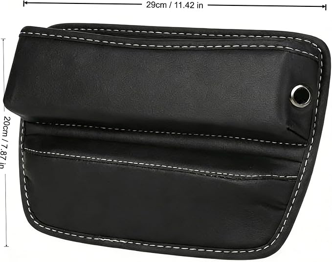 Car Seat Gap Organizer | PU Leather Seat-Side Storage Pocket with Cable Port | Fits Most Cars, SUVs and Trucks | Black - Image 8