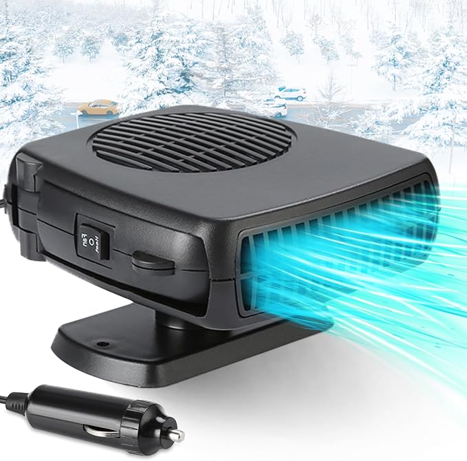 Car Fan - Portable Car Heater and Cooler with 360° Rotatable Base, 12V Car Heater 150W, Quick Defrosting & Demisting for Windshield, Universal for Truck/SUV/Car (Cigarette Lighter Plug) by Showvigorismorethanjustabranditsalifestyle