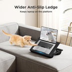 HUANUO Lap Desk with 8 Adjustable Angles – Up to 15.6" Laptop, Black | Dual-cushion base, carry handle, 30% thicker for durability, wider anti-slip ledge, for home office, sofa, bed, car - Image 6