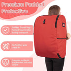 Padded Car Seat Travel Bag Compatible with Doona Car Seat Stroller | Car Seat Travel Bag with Lockable Zipper, Foldable Gate Check Bag for Airplane, Travel for Baby Essentials(Cherry Red) - Image 4