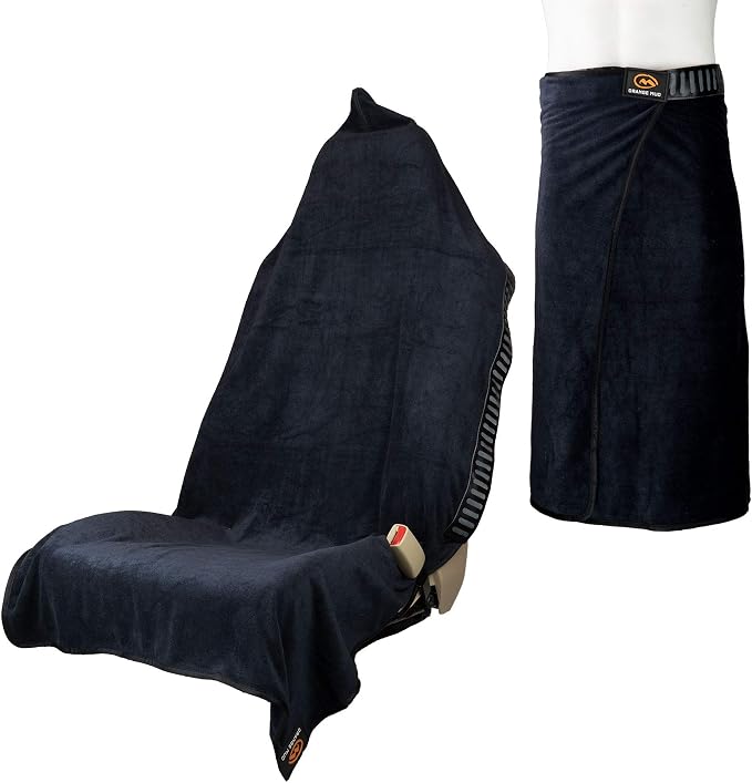 Transition & Seat Wrap V2.0 Black Car Seat Cover Towel | Automotive seat cover, changing kilt and multipurpose towel, quick-dry wrap for athletes and outdoor use by MOrangeMud