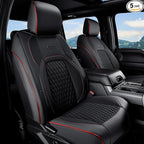 Coverado Chevy Chevrolet Silverado GMC Sierra Seat Covers Full Set, Custom Fit for 2014-2018 1500, 2015-2019 2500HD 3500HD Crew Double Extended Cab, Faux Waterproof Leather Seat Covers (Redline) by COVERADOAUTO