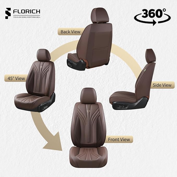 FLORICH Car Seat Covers, Dark&Brown Leather Car Seat Covers Front Seats, Premium Leatherette Car Seat Cushion for Cars, Automotive Seat Protectors Universal Fit for Most Sedans Cars SUV Trucks - Image 7