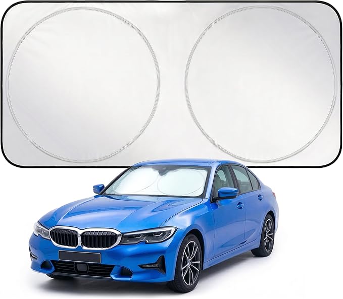 EzyShade Car Windshield Sun Shade. See Vehicle Size-Chart. Small (S) Size | Foldable 1-Piece Sunshade with Shield-X Reflective Technology. Sun Visor for Car Front Windshield Window. See Size Chart by EzyShade