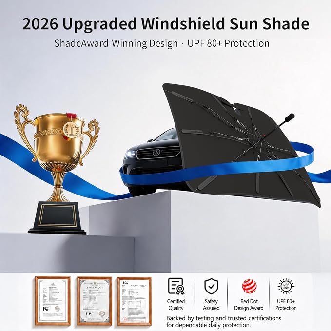 Windshield Sun Shade Umbrella, 99% UV Block, Nano Ice Coating, 58 x 32 in | Blocks 99% of UV Rays - Image 7