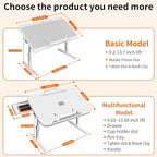 Laptop Desk Bed Table,Adjustable Lap Desk Bed Tray,Portable Folding Couch Table with Bookstand & Storage Drawer,Car Rear Seat Sofa Floor Laptop Tray Stand for Adult Kids Reading Writing Eating - Image 8