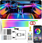 Interior Car LED Strip Lights,Acrylic LED Lights for Car with Dynamic Dreamcolor Chasing,175 inches 10 in 1 RGB Neon Strip Fiber Optic Ambient Lighting Kits with Remote APP,for Inside car Decorations by Sxlofty