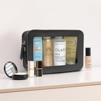 Clear Beach Makeup Bags, TSA Approved Toiletry Bag with Zipper, Clear Makeup Organizer Fit Carry-on Travel Car Accessories Essentials,Portable Travel Small Pouch for Women Men (Black) - Image 7