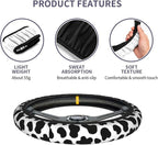 Cow Print 3pc car Set : Steering Wheel Cover + 2 Pc Car Coasters | neoprene Anti-Slip Breathable Universal 14.5-15.5 in for Suitable for Men Women - Image 4