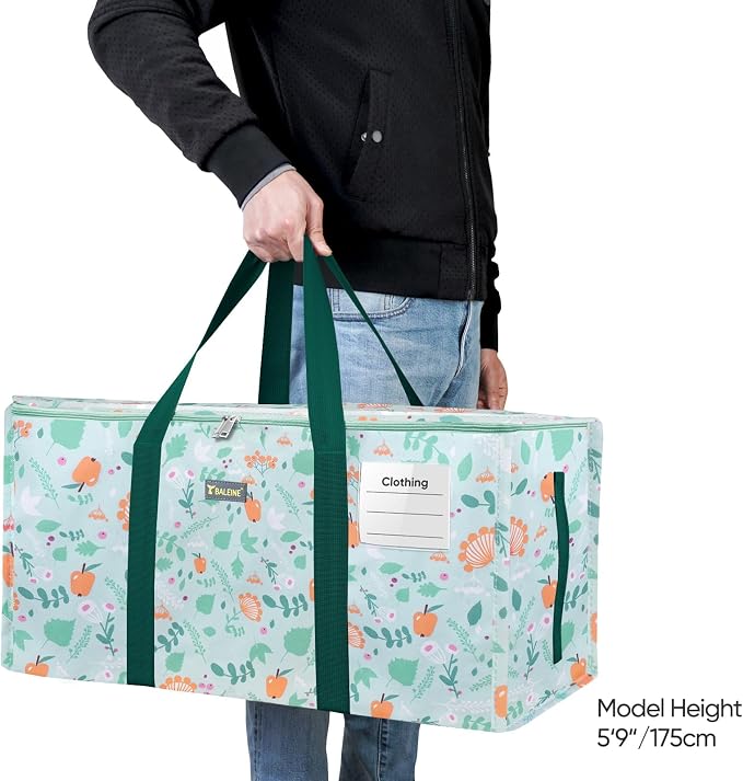 BALEINE Extra Large Storage Tote with Zippers & Carrying Handles, Heavy-Duty Oxford Fabric Moving Bags for Laundry, Space Saving, Storage, Spring Stroll - Image 6