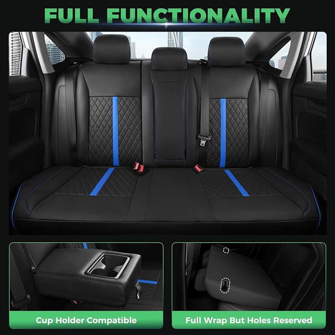 RIDEPOSH Custom Fit Seat Covers for Honda Civic 2022-2026 | Sedan EX 2022-2026, Sport 2025 2026, Faux Leather, 60/40 Split Rear, Rear Armrest, Waterproof, Airbag Compatible, Full Set - Image 5