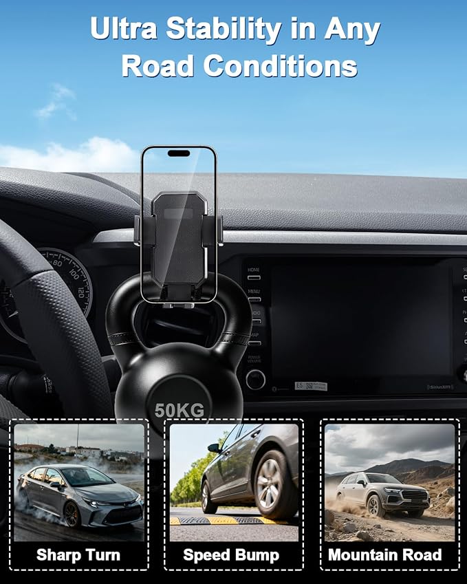 PZK Car Phone Holder for Toyota Tacoma 2016-2023 Accessories Custom Vent | 3rd Gen Tacoma Car Phone Mount Auto Lock Fixed Clip Hands Free 360° Rotation Phone Cradles for All 4.0-7.0'' Smartphones - Image 5