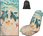 Beach Sea Turtle Car Seat Cover Towel with Storage Bag Animal Sea Turtle Auto Interior Seat Protector for Front Seat Only Sweat Car Seat Towel Cover for After Gym Running Swimming Hiking by YMPUDXFI