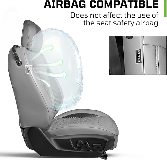 Custom Leather Car Seat Covers for Ford Mustang 2015-2023 Coupe, Gray | Full Coverage Waterproof Car Seat Protector,Front & Rear Full Set,Split Backrest Compatible,Wear-Resistant,Airbag Compatible - Image 2