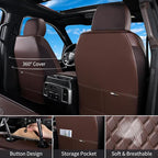 Huidasource Ford Custom Seat Covers, Car Seat Cushion Cover Fit for 2015-2026 Ford F150 SuperCrew & 2017-2026 F250 F350 F450 Super Duty Crew Cab XL XLT Lariat King Ranch Platinum(Full Set/Coffee) - Image 2
