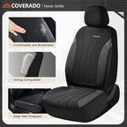 Coverado Car Seat Covers Front Seats, Auto Seat Covers Full Set, Mesh Breathable Seat Protectors, 2 Seats Black Automotive Seat Covers, Universal Fit for SUV, Sedan, Truck - Image 2