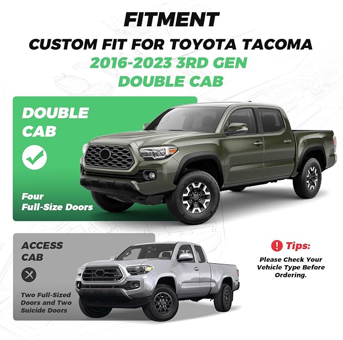 RIDEPOSH Custom Leather Seat Covers for Toyota Tacoma Double Cab 2016-2023 | full set, BKbrown, OEM fit, premium waterproof leather, anti-slip, extra pockets, long-term durability, airbag compatible - Image 2