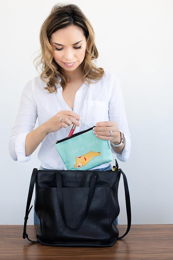 Pearhead Pet Dog Lover Canvas Zipper Pouch – “Life’s Ruff” Puppy Design Travel Organizer, Multipurpose Makeup & Accessory Bag - Image 3
