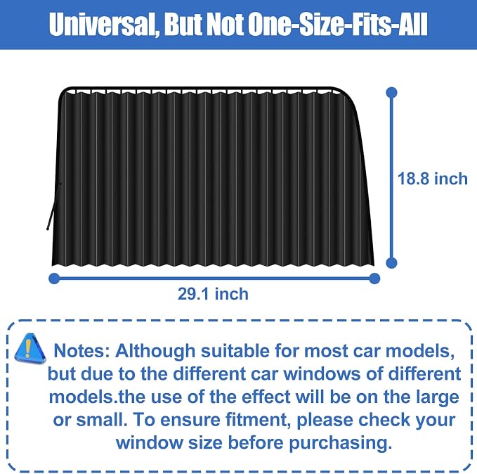XCBYT Magnetic Car Window Curtains for Side Window, 100% Blackout Privacy | Blocks 99% UV to keep your car cool. Ideal for naps, camping, or private work breaks, Fits steel frames only - Image 3
