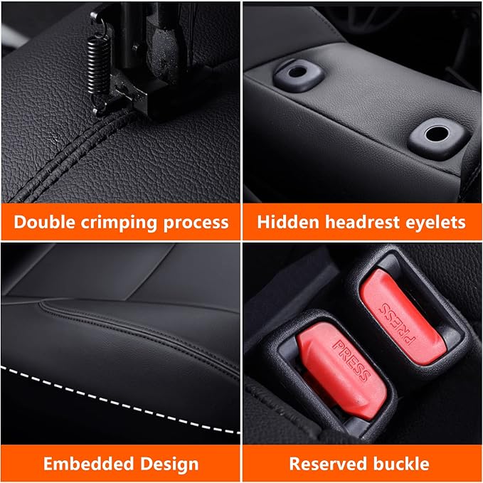 Custom Fit Seat Covers for Toyota C-HR 2018-2022 Black & Blue | CHR Seat Covers Premium Faux Leather Breathable Compatible Airbag Scratch Resistant 1:1 Customized Seat Cushion Protectors - Image 6