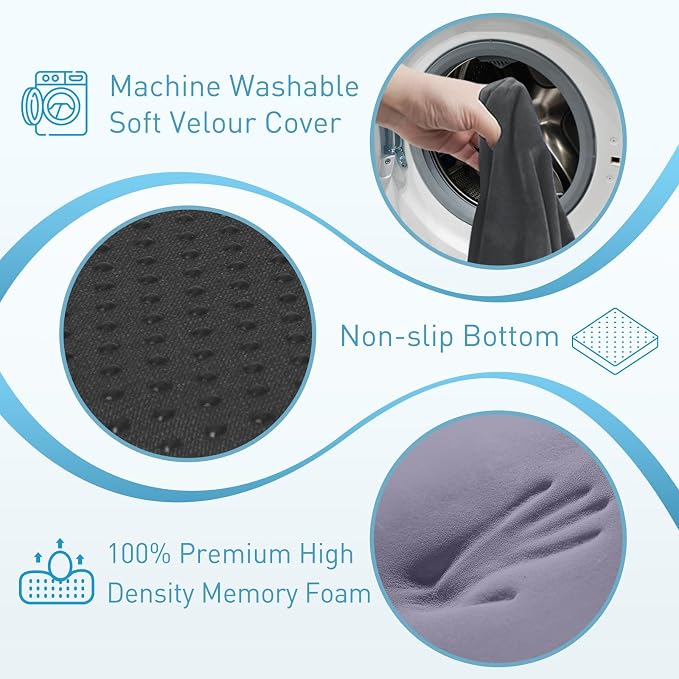 BlissTrends Thick Seat Cushion for Office Chair & Car Seat, XL, Grey | Memory Foam with Removable Cover, Ergonomic Tailbone & Sciatica Support for Pressure Relief and Long Sitting, 3.9" Thick - Image 4