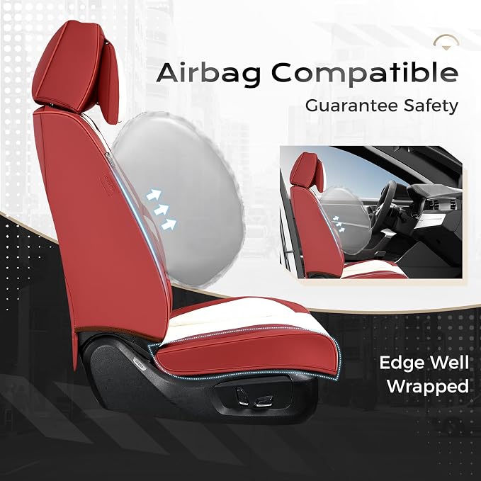Coverado Car Seat Covers, Seat Covers for Cars, Waterproof Leather Auto Seat Protectors, Leather Car Seat Cushion, Car Interiors Accessories Universal Fit for Most Cars - Image 4