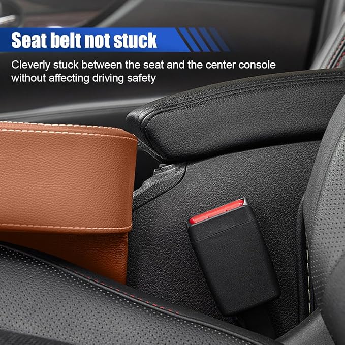 KITUREK Car Cup Holder, PU Leather Cover Auto Front Seat Organizer, Brown | Multifunctional Cup Drink Holder, Gap Filler Coin Bucket Storage Box, Console Side Pocket, Cell Mobile Phone Holder - Image 6