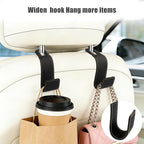 2-Pack Car Headrest Hooks, 1.1-Inch Wide Purse Hangers, Black | Microfiber leather hooks with built-in metal cores keep purses, groceries and backpacks organized and within reach - Image 3