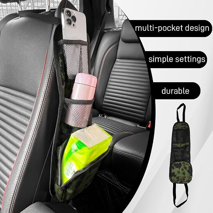 2PCS Car Seat Side Organizer, Seat Side Storage Pocket, Multifunctional Mesh Net Pocket, Car Multi-Pockets Backseat Organizer Side Hanging Bag for Storage Coins, Cell Phones (Green, 2PCS) - Image 6