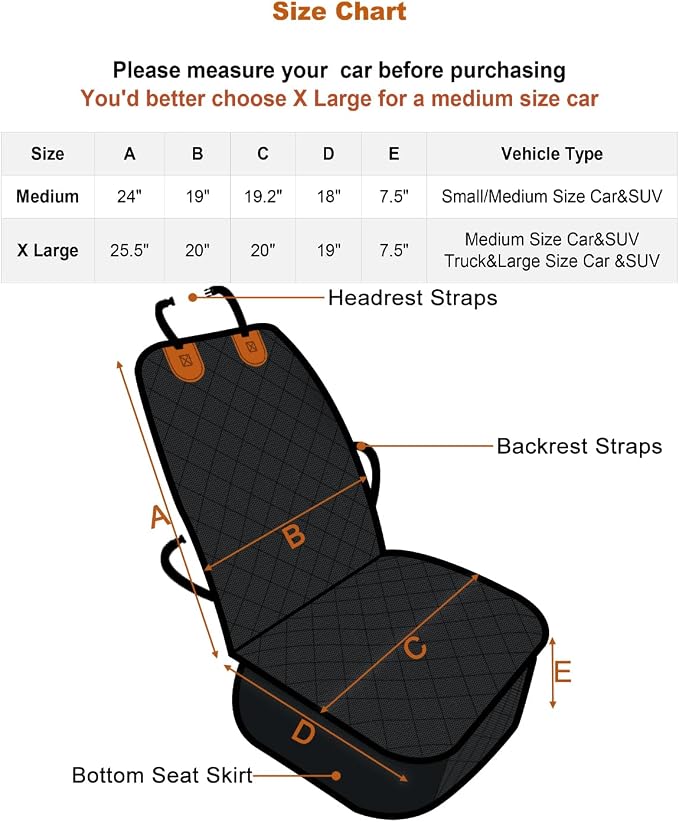 Car Front Seat Covers for Dogs Scratch-Proof Pet Car Seat Cover Non-Slip Large Car Seat Protector for Dogs Bucket Seat Cover - Image 2