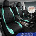 Skechers Car Seat Covers,Luxury Faux Leather Seat Covers,Waterproof Anti Slip Car Seat Protector Front Seats,Car Accessories Airbag Universal Fit for Most Cars,Vans,Trucks,SUV,Mint - Image 2