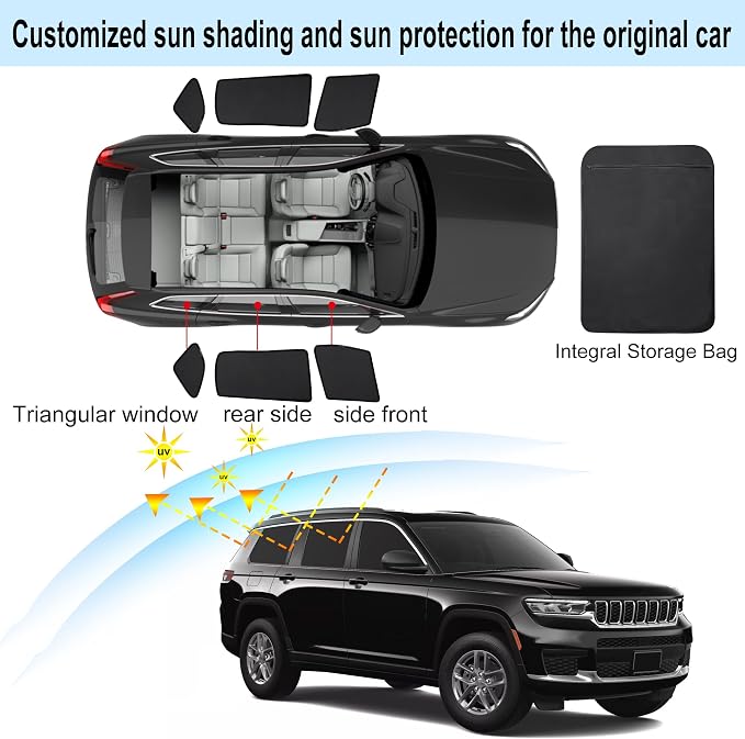 Front Side Half Window Shade Foldable Custom Fit for 2019-2024 Jeep Cherokee Car Window Shades for Side Window Sun Shade UV Protection Heat Insulation for Camping Sleeping 6PCS - Image 3