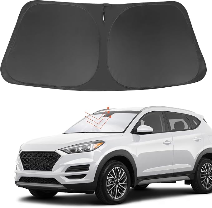 Front Windshield Sun Shade Foldable Car Front Window Sun Shade Windshield Shade Custom Fit for 2016-2021 Hyundai Tucson Block UV Rays Car Accessories Heat Keep Cooler by FannycCargoCover