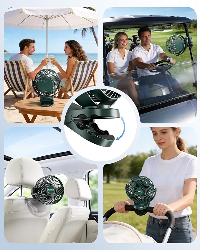 Camping Fan with Remote Control - 12000mAh Rechargeable Battery Powered Fan, Camping Fans for Tents with LED light & Hanging Hook, Rechargeable Battery Operated Ceiling Fans for Tent RV Bed, Green - Image 7