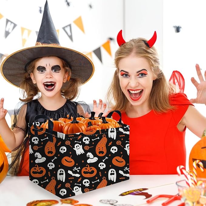 Halloween Ghost thriller basket,Empty Halloween basket,Horror and thriller decor,Trick or Treat Box for Boys and Girls,Horror decor(Cute pumpkin) - Image 5