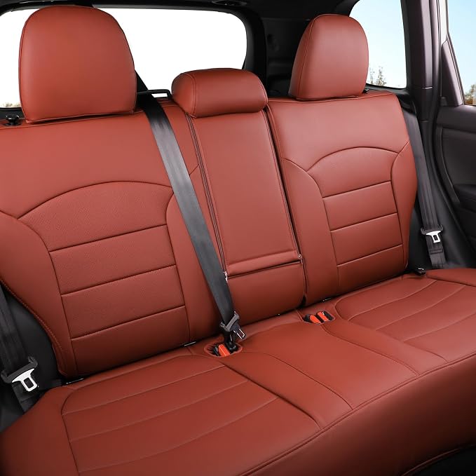 Custom Seat Covers for 2025 Subaru Forester,Rear w/Armrest,Faux Leather | Full Set Suv Seat Cushion,Easy Installation,Factory Look,Waterproof Car Seat Protector (Wine Red) - Image 2