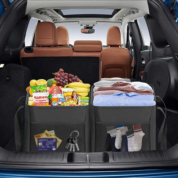 LHZK Standing Extra Large Utility Tote Bag with Metal Wire Frame and the Sides Rinforced, Extra Large Tote Bag with Handle, Reusable Grocery Bags Foldable, Beach Bag, Car Tote (Black, 26''x15''x13'') - Image 7
