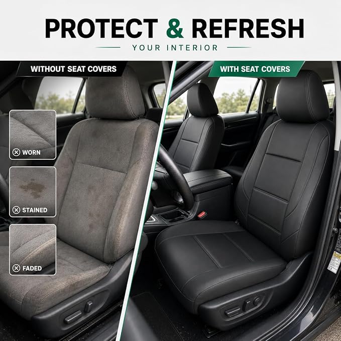GIANT PANDA Front Seat Covers for Honda CRV HRV Civic Accord Element, Faux Leather Bucket Seat Cover Fit Honda Seat Protectors (Black) 2-Pack - Image 7