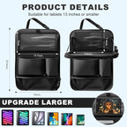 Car Backseat Organizer with Tablet Holder,6 Storage Pockets Car Storage Organizer with Foldable Food Tray,Kick Mats Backseat Protector Travel Accessories (Black) - Image 6