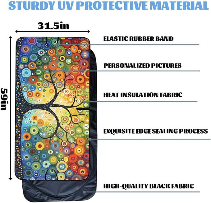 Tree of Life Car Windshield Sunshade, Universal Fit, 59L x 31.5W Inch, UV Protection, Easy to Use and Store - Image 6