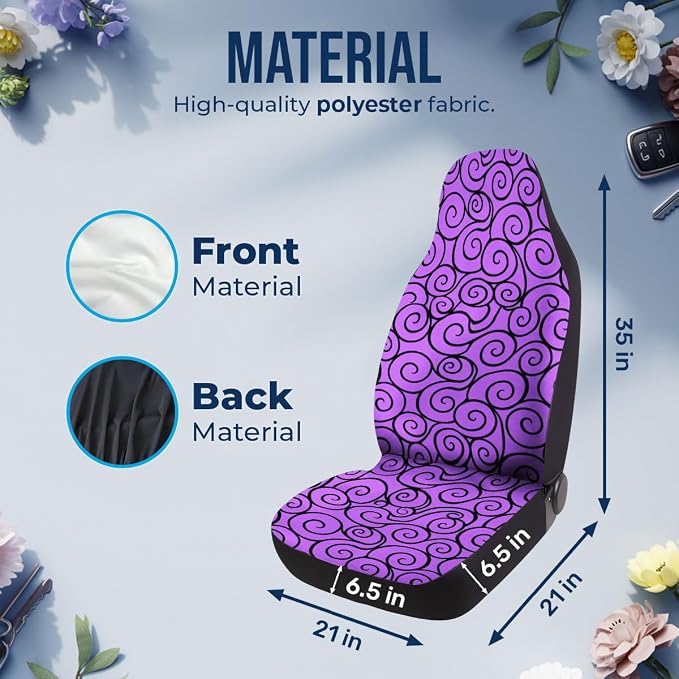 GENANY Fantasy Fruit Emblems Car Seat Covers, 2-Piece Front Seat Set | 2-piece polyester front seat cover set, each 49.5 x 19.6 inches, with adjustable straps and hooks - Image 4