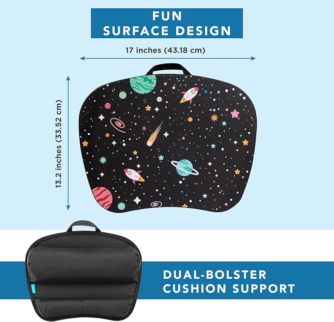 LAPGEAR MyStyle Lap Desk – Space Odyssey, Fits 15.6” Laptops | Dual-Bolster Microbead Cushion, Built-In Carry Handle, Ergonomic Curved Front Edge - Image 5