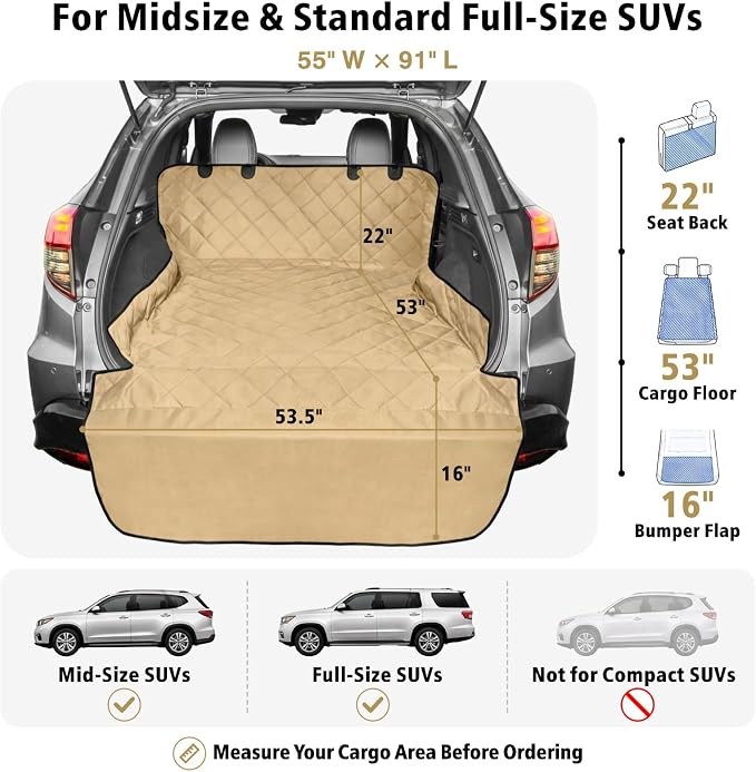 SUV Cargo Liner for Dogs - Water Resistant Trunk Cover for Midsize SUVs | Pet Cargo Cover with Bumper Flap Protector, Non-Slip Car Trunk Mat, Dog Car Seat Cover Prevents Scratches Pet Hair Mud Dirt - Image 2